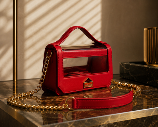 Clarity Transparent Top Handle Bag | GlassHausLuxe™ Luxury Leather & Crystal TPU Handbag
