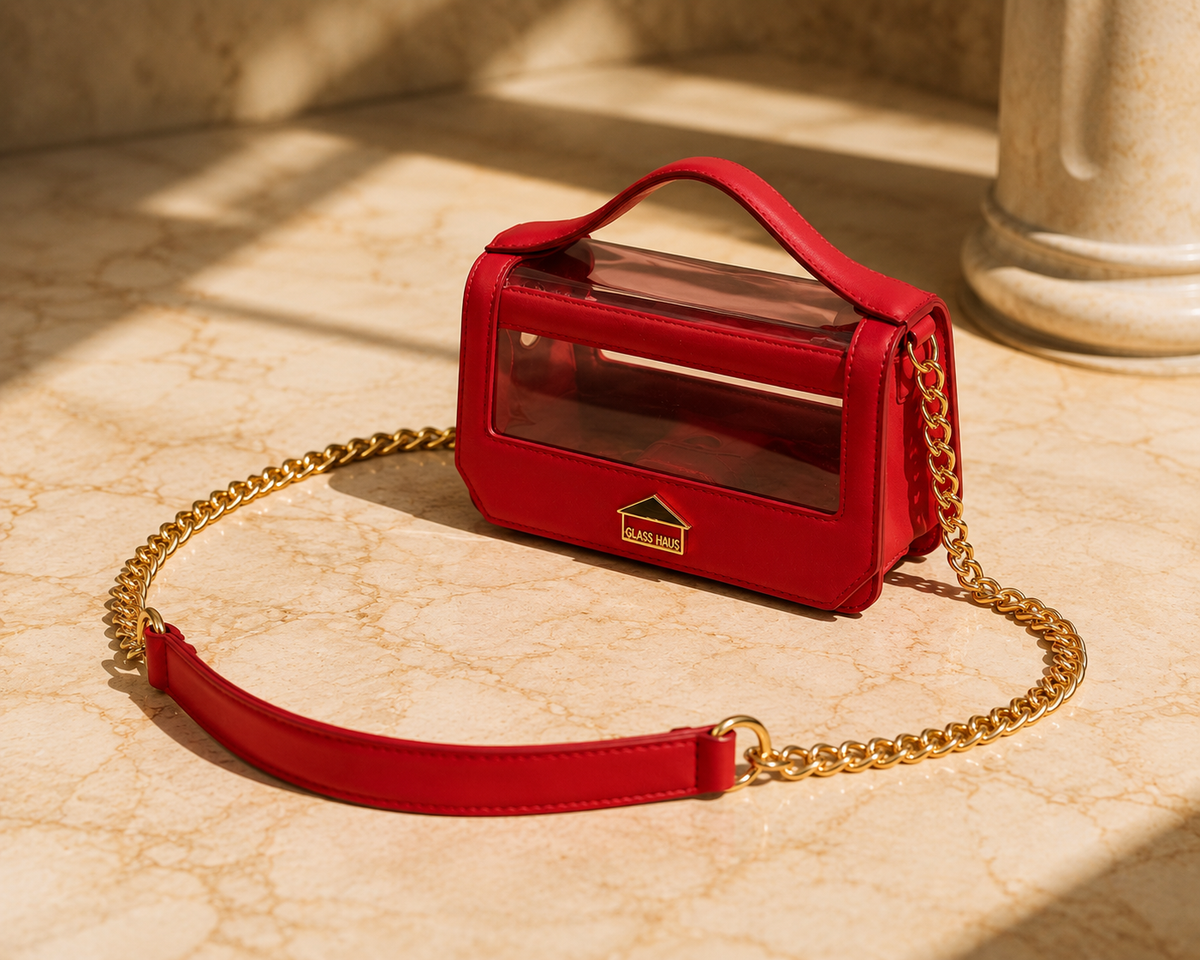 Clarity Transparent Top Handle Bag | GlassHausLuxe™ Luxury Leather & Crystal TPU Handbag