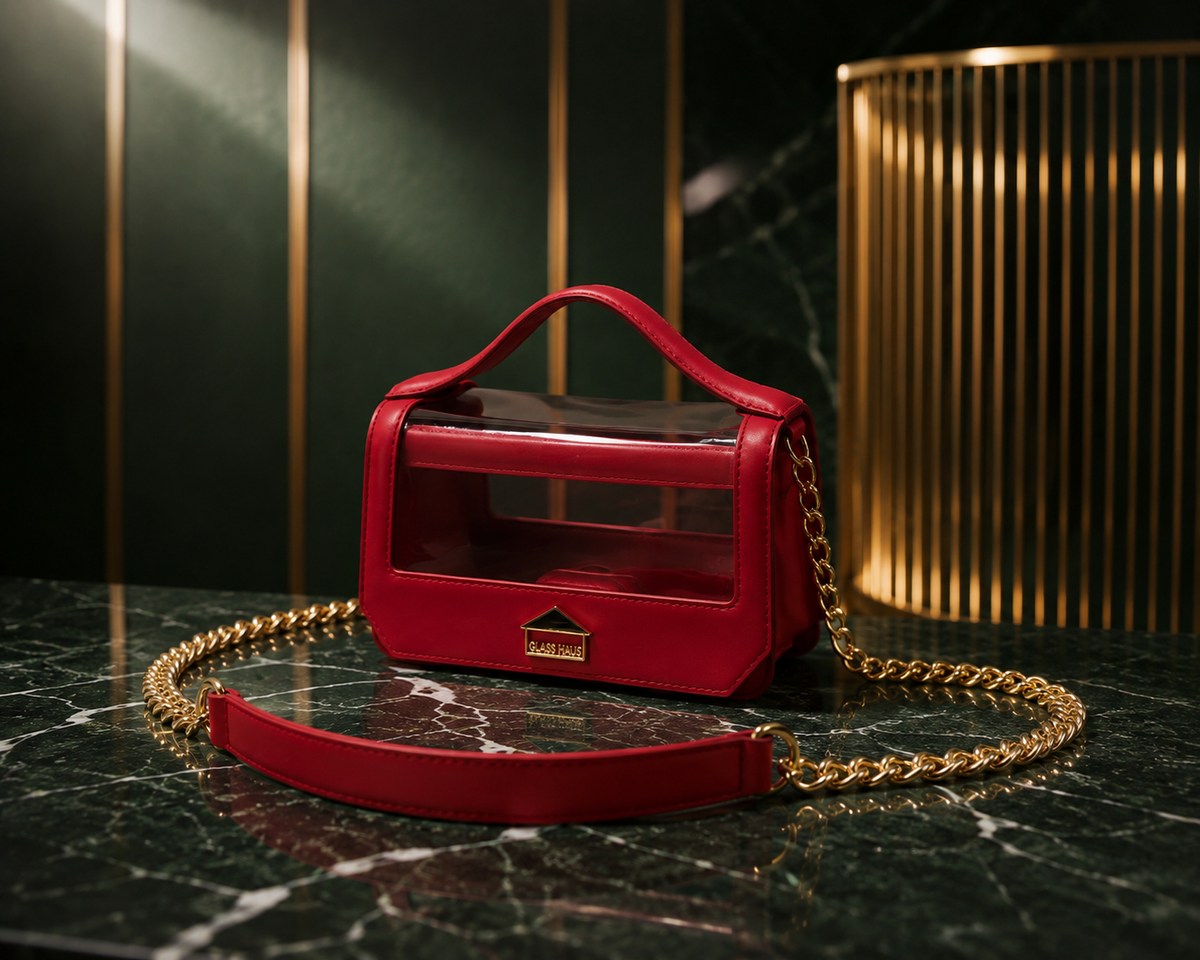 Clarity Transparent Top Handle Bag | GlassHausLuxe™ Luxury Leather & Crystal TPU Handbag