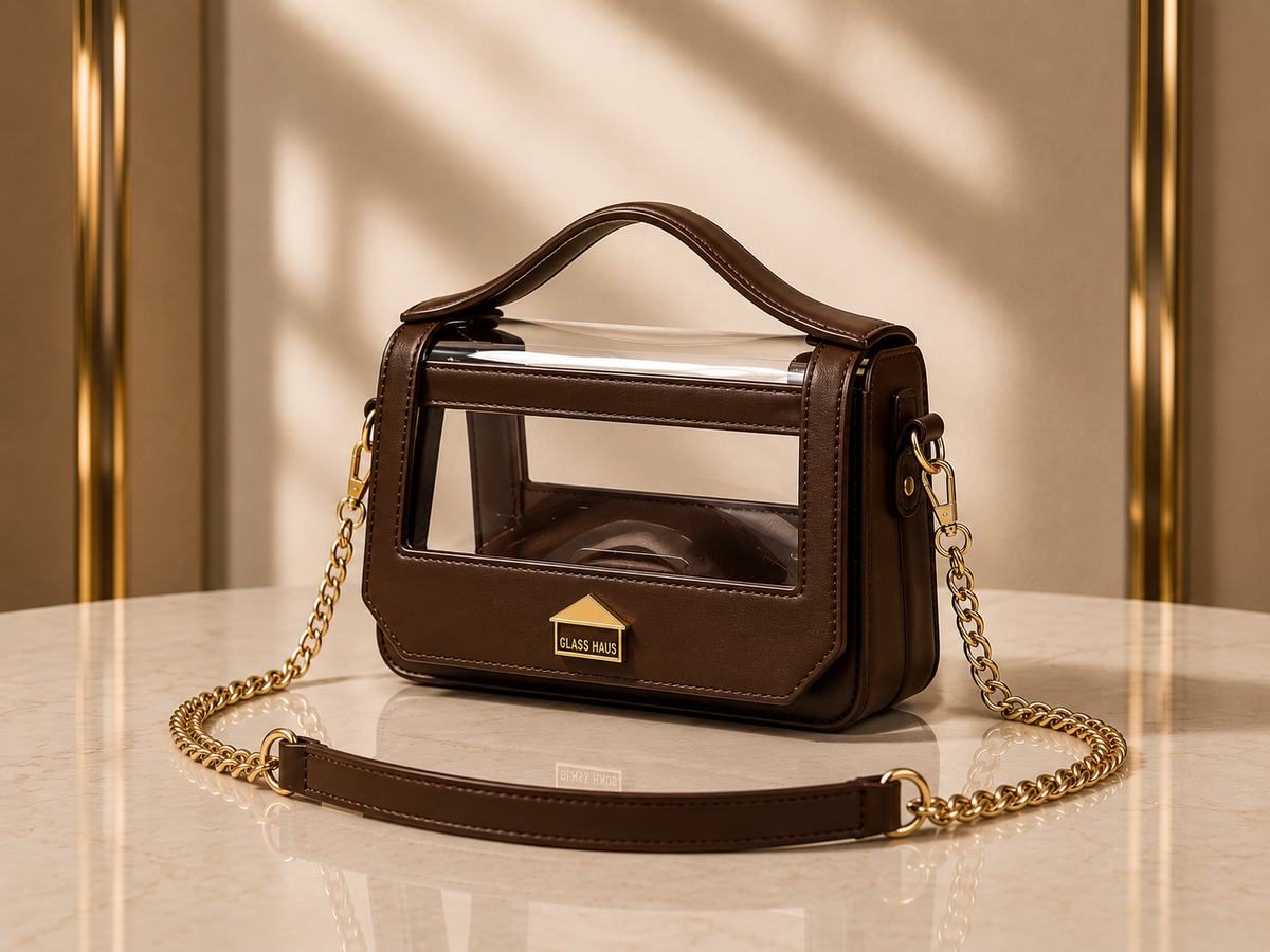Clarity Transparent Top Handle Bag | GlassHausLuxe™ Luxury Leather & Crystal TPU Handbag