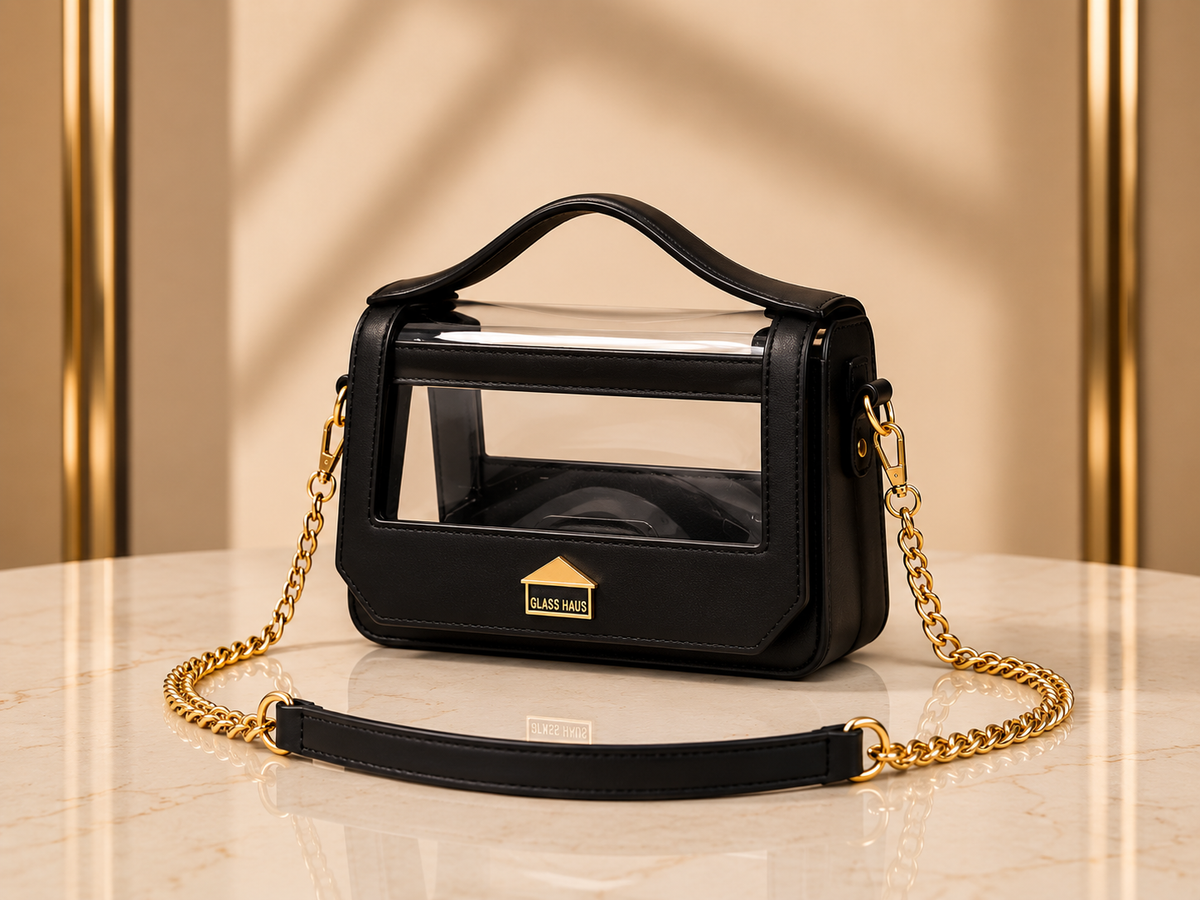 Clarity Transparent Top Handle Bag | GlassHausLuxe™ Luxury Leather & Crystal TPU Handbag