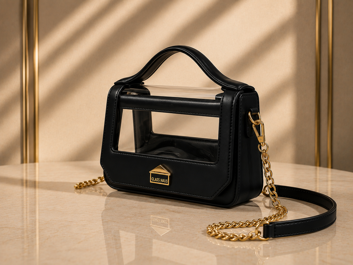 Clarity Transparent Top Handle Bag | GlassHausLuxe™ Luxury Leather & Crystal TPU Handbag