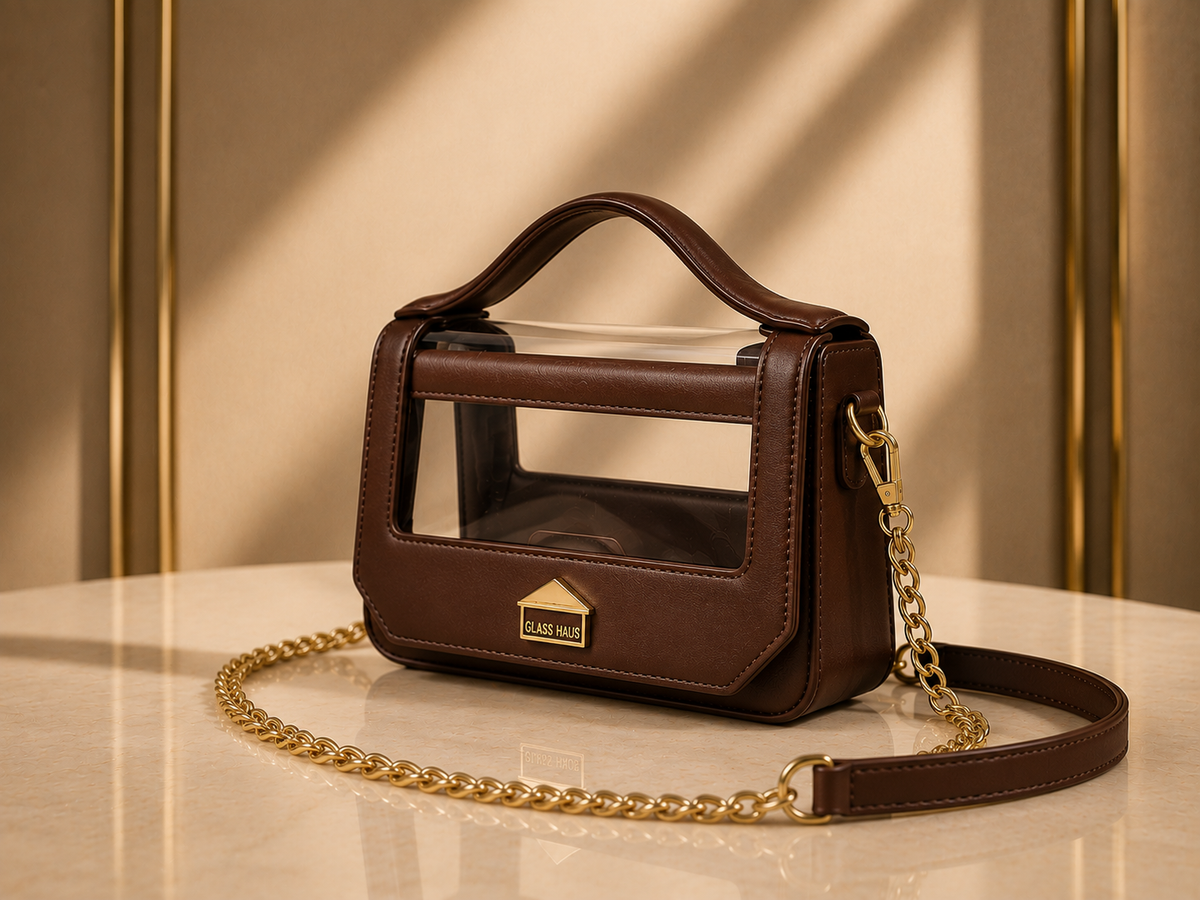 Clarity Transparent Top Handle Bag | GlassHausLuxe™ Luxury Leather & Crystal TPU Handbag
