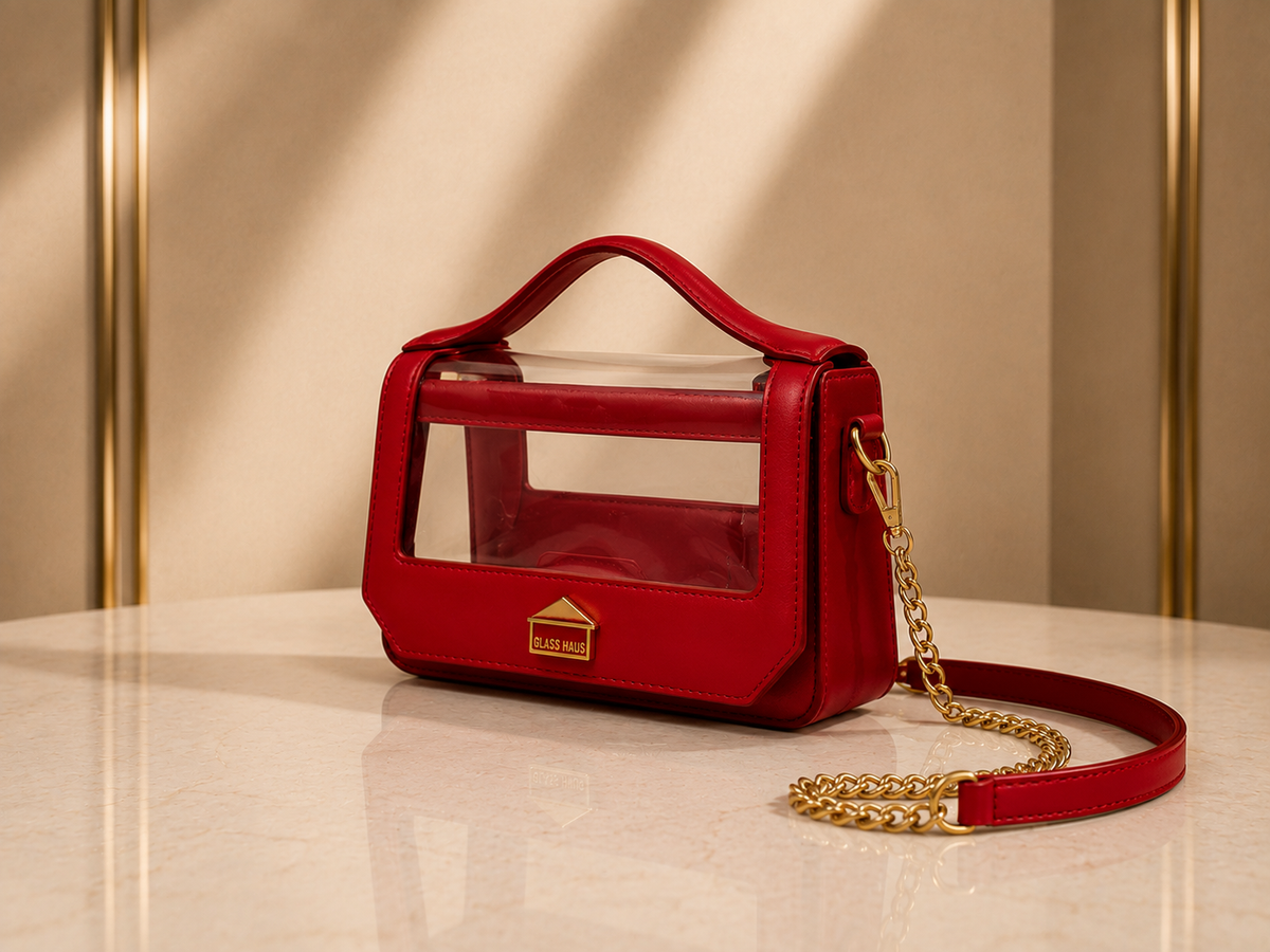 Clarity Transparent Top Handle Bag | GlassHausLuxe™ Luxury Leather & Crystal TPU Handbag